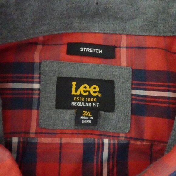 Lee Button Front Shirt Men's Size 3XL Red Plaid Long Sleeve - Picture 6 of 11
